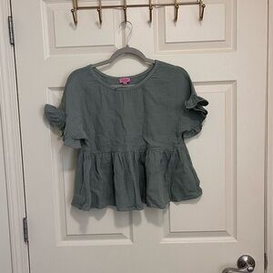 Miami Ruffle Sleeve Blouse - Green